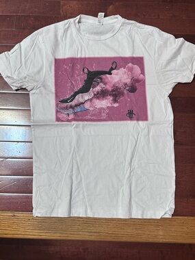 ILL Currency Graphic White T-Shirt with Pink Art Panel